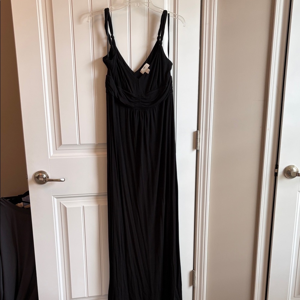 LOFT Elegant Black Maxi Strappy Dress